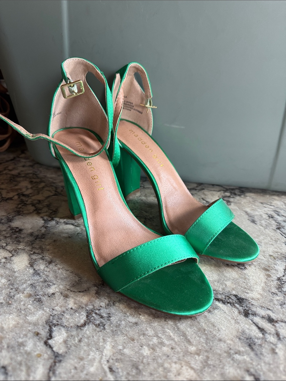 NWOT Green Ankle-Strap Block Heel Sandals by madden girl